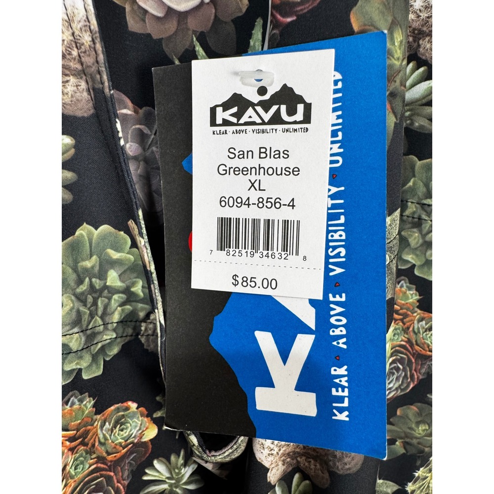 KAVU San Blas Greenhouse Overalls XL Black Succulent Cactus Print NWT 6094-856-4 - Picture 4 of 11